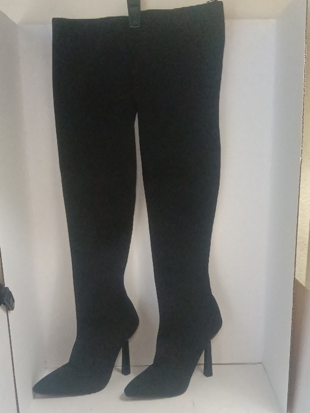 Black Over-the-Knee Pointed Toe Stiletto Boots